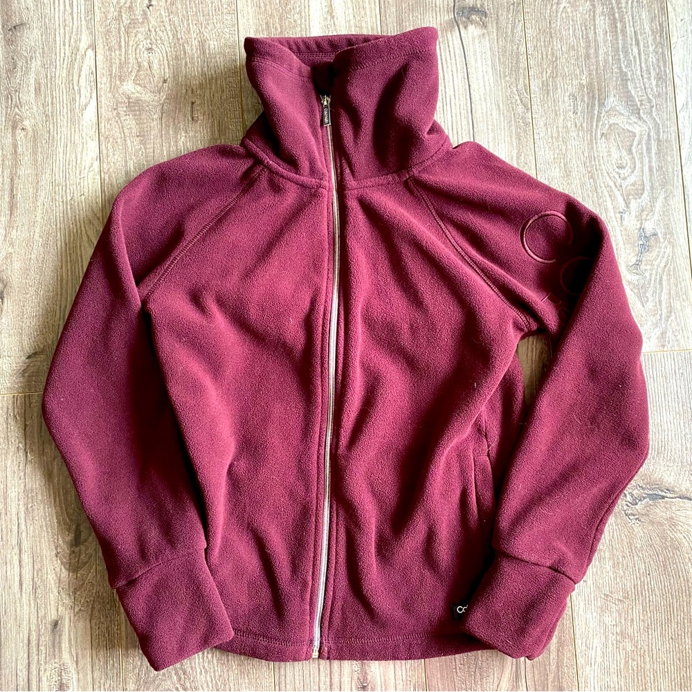 Calvin Klein Performance burgundy warm fleece full zip sweater w/ high collar